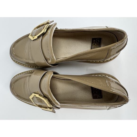 Louise et Cie Exlixen Loafers Women’s 7M Beige Patent Leather Gold Buckle Preppy - Picture 6 of 11